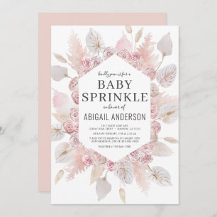 Convites Boho Pampas Grass Baby Sprinkle Elegante
