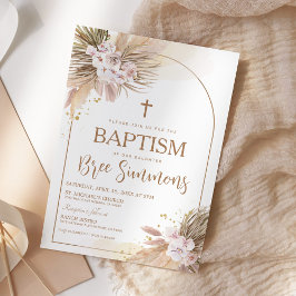 Convites Boho Pampas Grass Baptism Christening