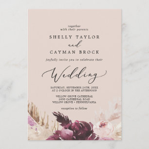 Convites Boho Pampas Grass Casamento De Pessegueiros