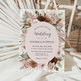 Convites Boho Pampas Grass Dusty Brown Casamento Floral Ros