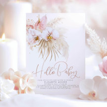 Boho Pampas Grass e Chá de fraldas Tropical Flores