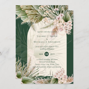 Convites BoHO Pampas Grass Emerald Green Casamento