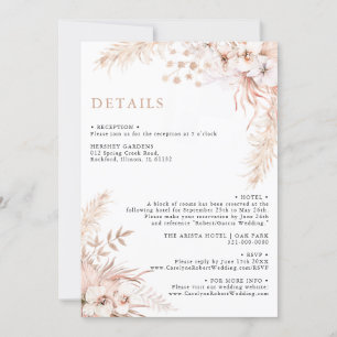 Convites Boho Pampas Grass Floral Detalhes do Casamento Con