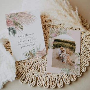 Convites Boho Pampas Grass Floral Salvar A Data