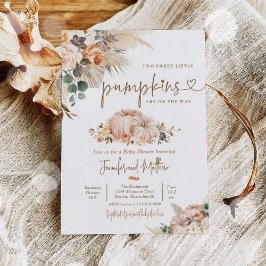 Convites Boho Pampas Grass Floral Twin Chá de fraldas Pumpk