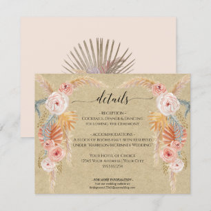 Convites Boho Pampas Grass Foliage Kraft Detalhes do Casame