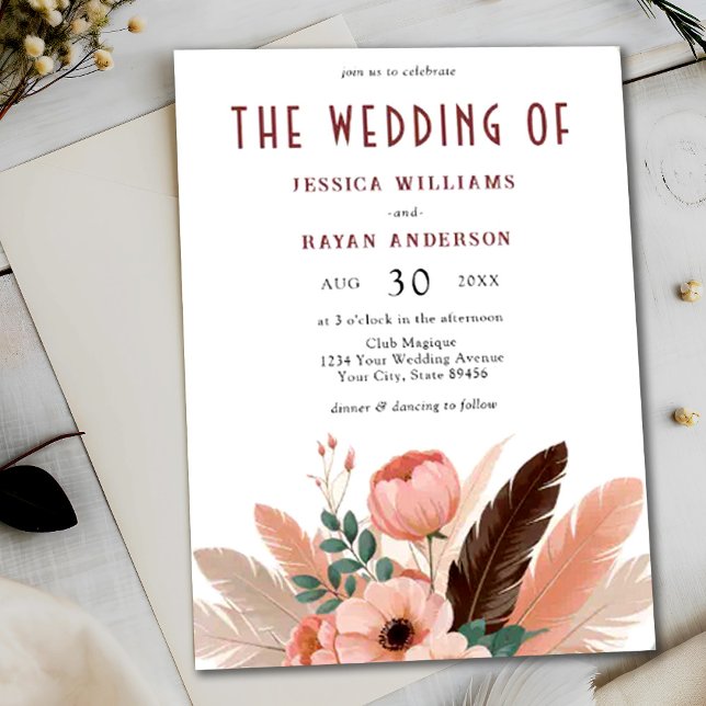 Convites Boho Pampas Grass Foto Foto: Casamento (Criador carregado)