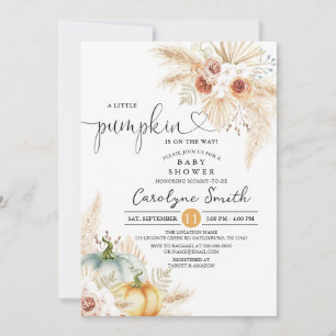 Convites Boho Pampas Grass Little Pumpkin Baby Shower