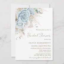 Boho Pampas Grass Pastel Blue Floral Chá de panela