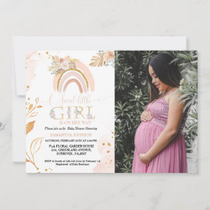 Convites Boho Pampas Grass Rainbow Desert Girl Chá de frald