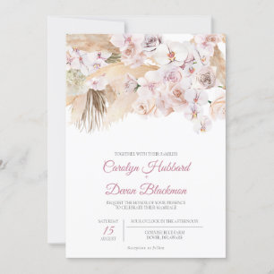 Convites Boho Pampas Grass Rosa Casamento Seco De Blush Flo
