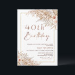 Convites Boho Pampas Grass Rosas Frame Dourado Aniversário<br><div class="desc">Boho Pampas Grass,  Rosas Dourados Frame Birthday Convite Bohemian,  inspirou um convite de aniversário com dois arranjos coloridos e florais com grama pampas e uma imagem caligráfica moderna como título. Ideal para quem procura um convite de aniversário inspirado na boêmia.</div>