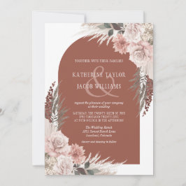 Convites Boho Pampas Grass Terracotta Casamento Floral
