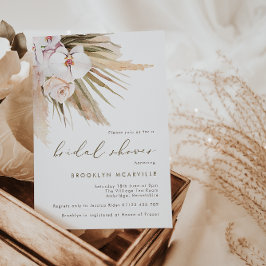 Convites Boho Pampas Grass Watercolor Chá de panela Floral