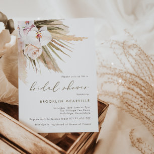 Convites Boho Pampas Grass Watercolor Chá de panela Floral