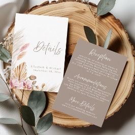 Convites Boho Pampas Grass Wedding Details Card