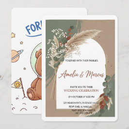 Convites Boho Pampas Grass Wedding Invitation 