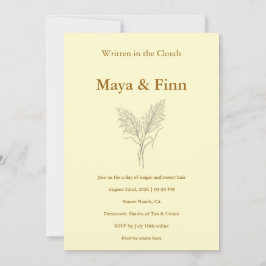 Convites Boho Pampas Grass Wedding Invitation Minimalist