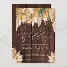 Boho Pampas Grass Wood Twinkle Lights Casamento