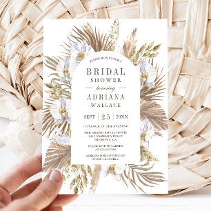 Convites Boho Pampas Orquídea Branca Palma Seca Chuveiro de