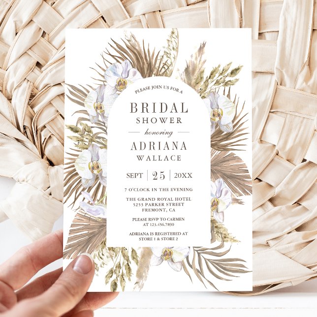Convites Boho Pampas Orquídea Branca Palma Seca Chuveiro de (Criador carregado)