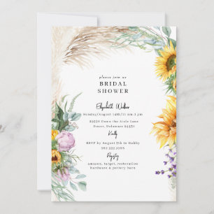 Convites Boho Pampas Sunflower BridalShower