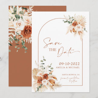 Convites Boho Pampas Terracotta Rust Salva A Data LEYLA