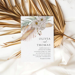Convites Boho Pampass & Floral Watercolor Casamento