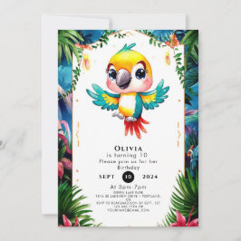 Convites Boho Parrot Aniversário Encantado