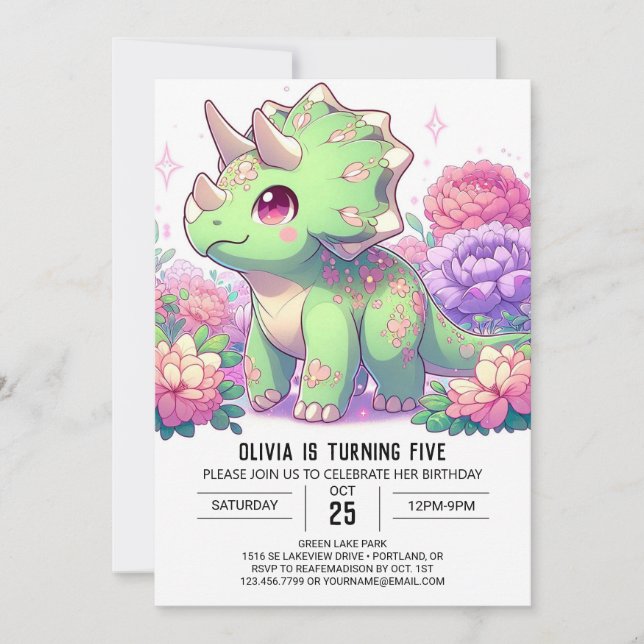 Convites Boho Pastel Dinosaur Digital Aniversário (Frente)