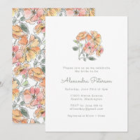 Boho Pastel Peach Watercolor Chá de panela Floral