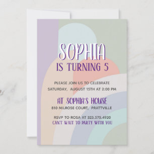 Convites Boho Pastel Rainbow Birthday