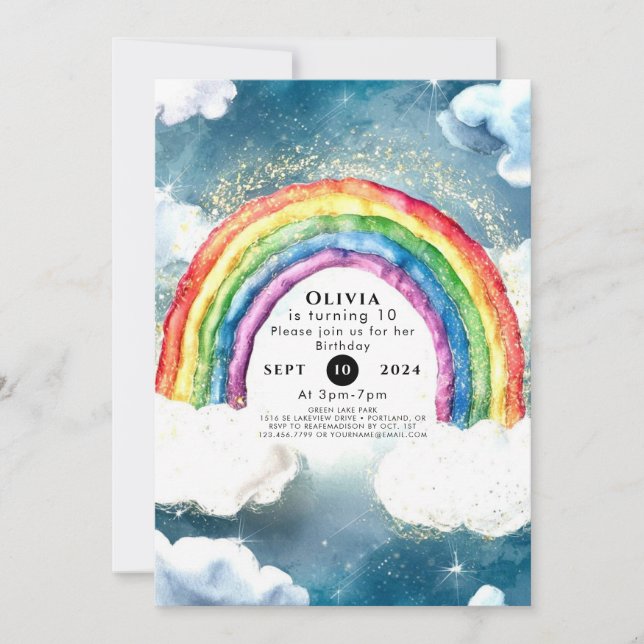 Convites Boho Pastel Rainbow Birthday (Frente)