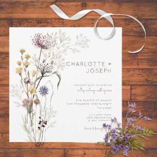 Convites Boho Pastel Wildflower Modern Floral