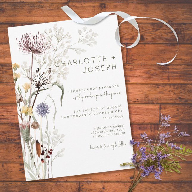Convites Boho Pastel Wildflower Modern Floral Weding (Criador carregado)
