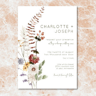 Convites Boho Pastel Wildflower Modern Floral Weding