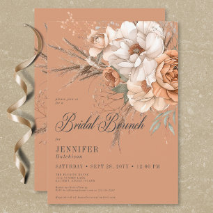 Convites Boho Peach & Cream Floral Rust Bridal Brunch