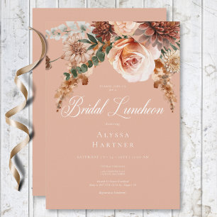 Convites Boho Peach & Rust Floral Peach Blush Bridal