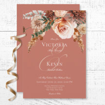 Boho Peach & Rust Floral Rust Casamento