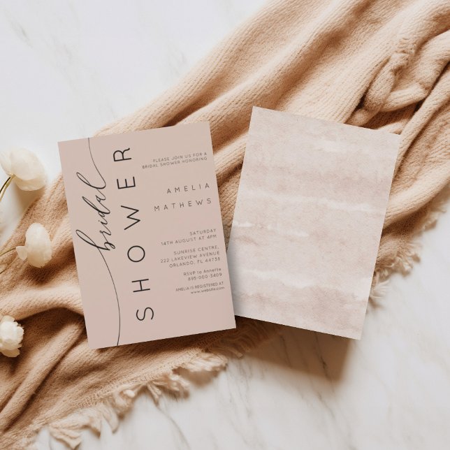 Convites Boho Peachy Pink Simple Bridal Shower (Criador carregado)