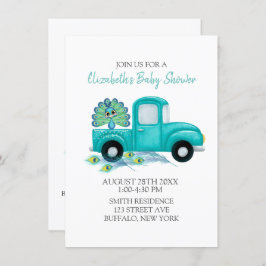 Convites Boho Peacock Feather Chá de fraldas de Caminhão de