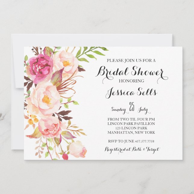 Convites Boho penas Chá de panela (Frente)