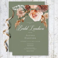 Boho Pêssego e Ferrugem Floral Verde Salvia Almoço