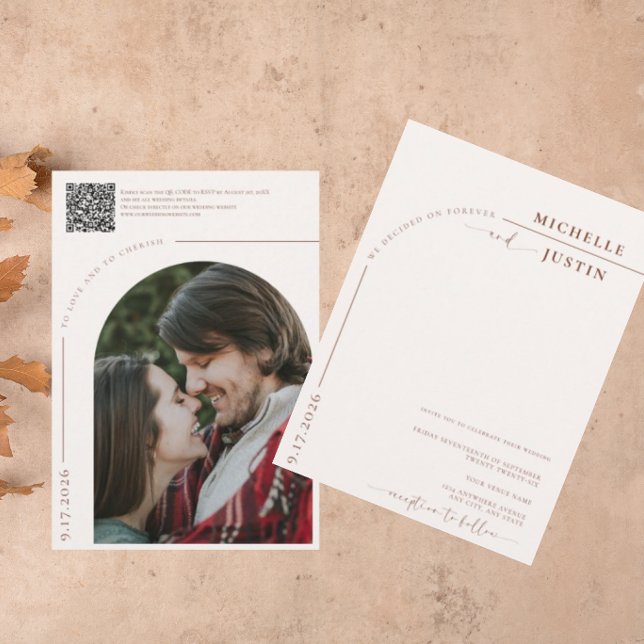 Convites Boho Photo | Casamento de Script de Caligrafia Min (Criador carregado)