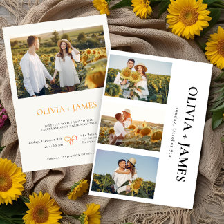 Convites Boho Photo Collage Casamento Elegante no verão