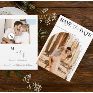 Convites Boho Photo   Moderno Salve a Data 