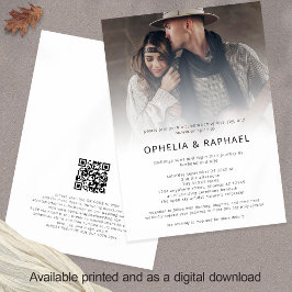 Convites Boho Photo Overlay Código QR Casamento Bohemian