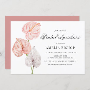 Convites Boho Pink Anthuriums Tropical Bridal Luncheon
