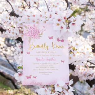 Convites Boho Pink Borboleta Floral Beija Chá de fraldas