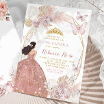 Convites Boho Pink Borboleta Floral Princesa Quinceañera<br><div class="desc">Boho Rosa Borboleta Floral Princesa Quinceañera Convite</div>